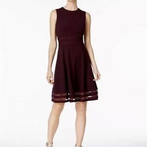 Calvin Klein Illusion Trim Fit Flare Dress sz 2
